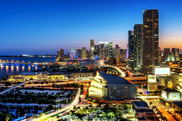 Miami downtown v noci — Stock fotografie