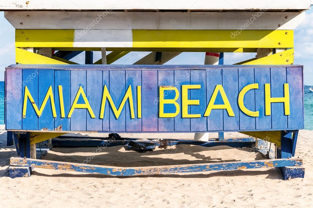 Famous sign on the beach in Miami — Stock Photo © ventdusud #40764609