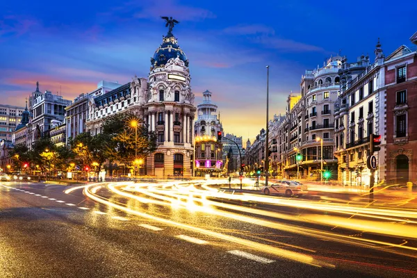 Centrum města Madrid, Španělsko gran vis — Stock fotografie