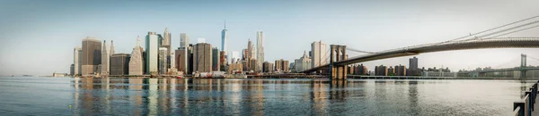 Vista Panorâmica Horizonte Nova York Com Arranha Céus Urbanos Pôr — Fotografia de Stock