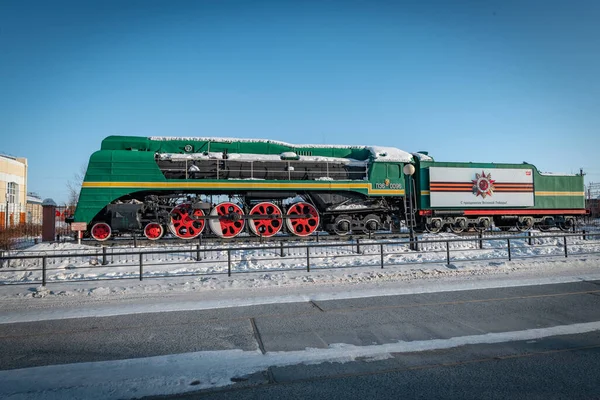 March 2020 Severobakalsk Siberia Russia Historic Train Named Bam Exposed — Stock Photo, Image