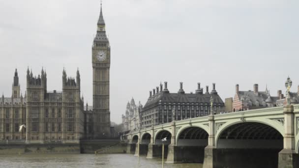 Big Ben Und Westminster Bridge Der Abenddämmerung London Großbritannien — Stockvideo