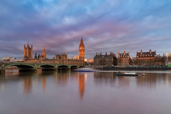 Big Ben Westminster Bridge Alkonyat London Egyesült Királyság — Stock Fotó