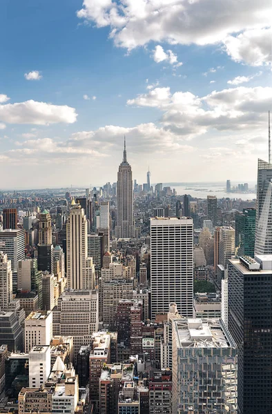 Günbatımında Şehir Gökdelenleri Olan New York City Silueti Abd — Stok fotoğraf