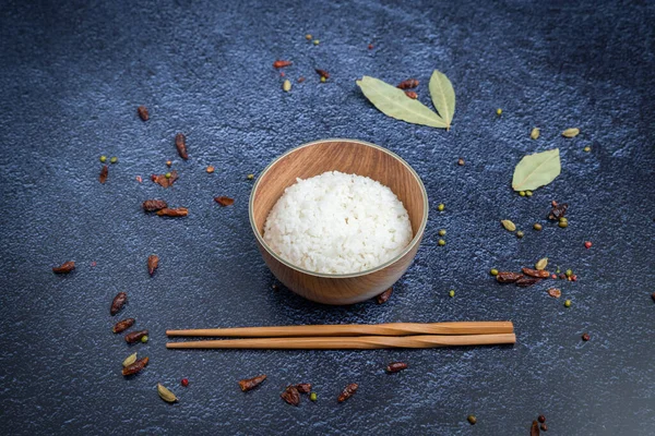Witte Geproefde Eenvoudige Rijstkom Aziatisch Eten — Stockfoto