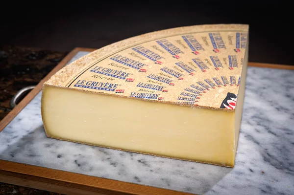 July 2022 Lyon France Switzerland Cheese Gruyere Reserve Famous Swiss — 스톡 사진