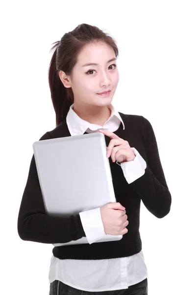 Business woman with computer — Stock Photo, Image