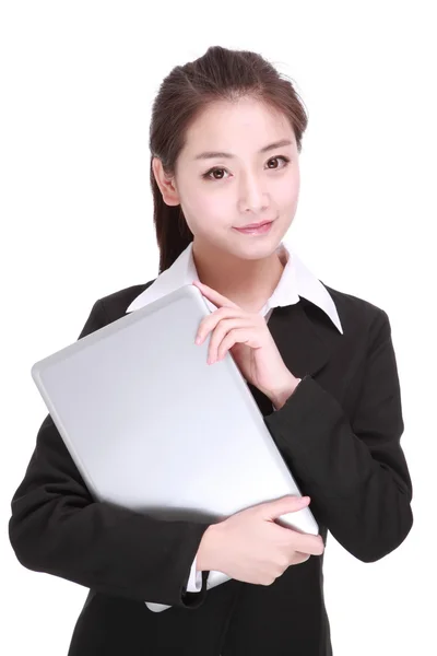 Business woman with computer — Stock Photo, Image