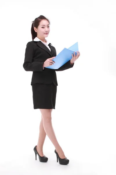 Businesswoman standing isolated white background — Stock Photo, Image