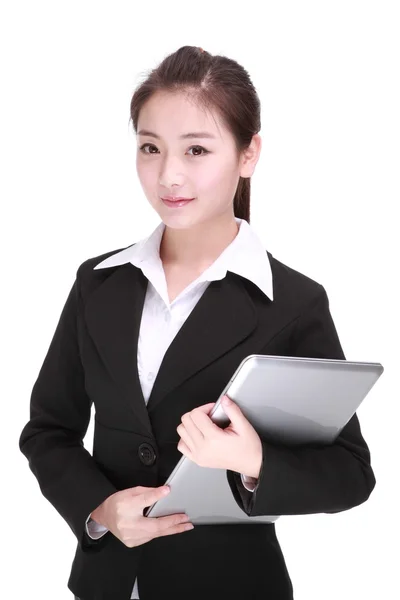 Business woman with computer — Stock Photo, Image