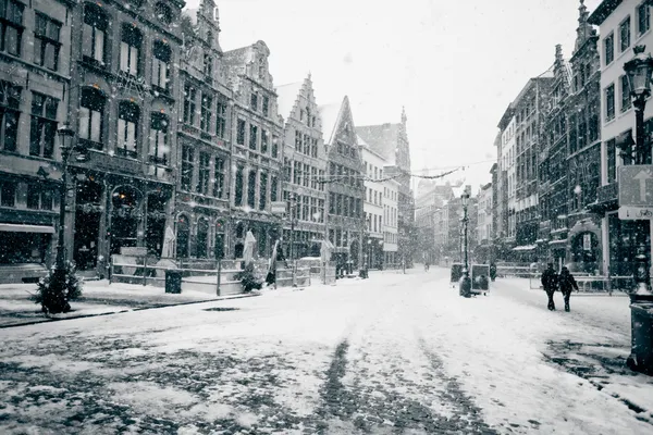 Anversa alla tempesta di neve invernale — Foto Stock