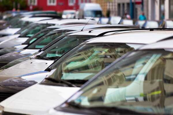 Line of Cars on the city street