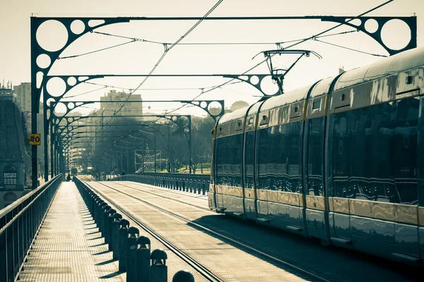 Porto Metro Train on the Bridge — Stock Photo, Image