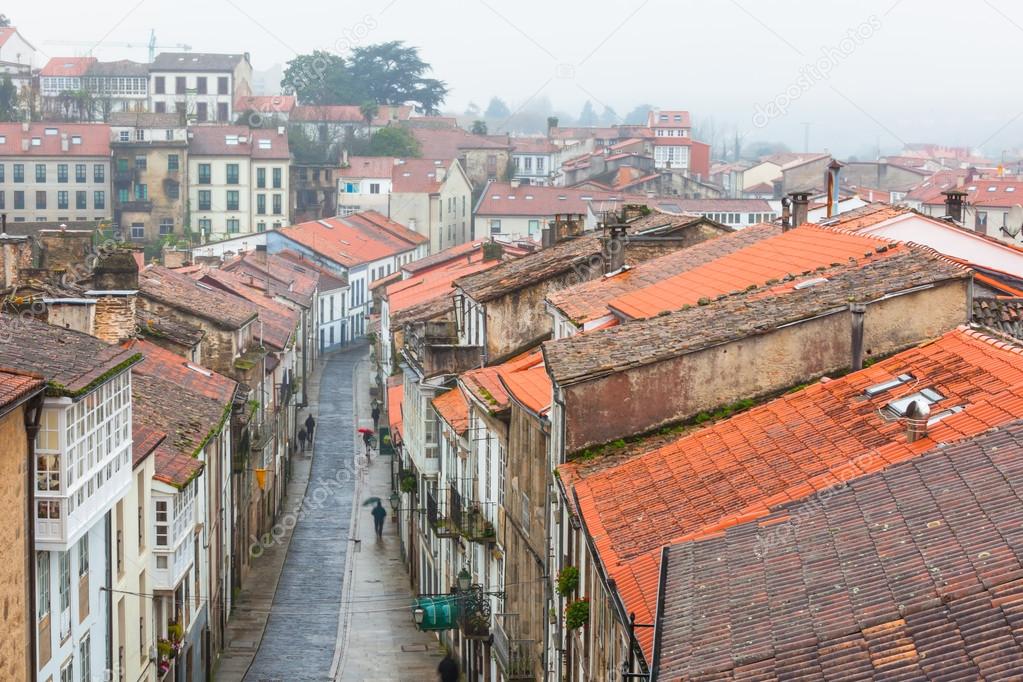 Looking down onto the Rainy Street of Old Town