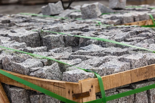 Pavimentação rodoviária Cobblestones Closeup — Fotografia de Stock