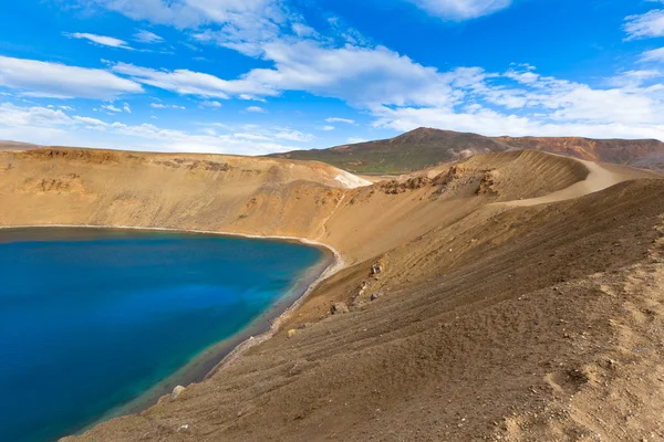 Crater of an extinct volcano Krafla in Iceland filled with water — Stock Photo, Image