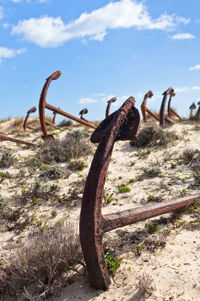 Friedhof der alten Anker, portugiesische Meeresküste — Stockfoto