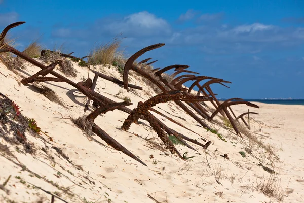 Eski çapa, Portekiz okyanus kıyısı mezarlığı — Stok fotoğraf