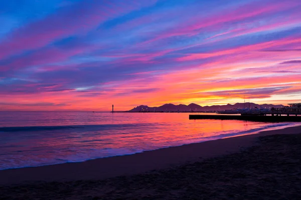 Pôr do sol mágico em Cannes — Fotografia de Stock