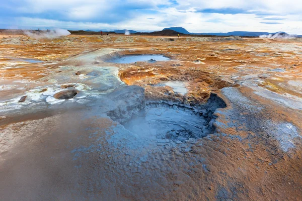 Hot Mud Pots in the Geothermal Area Hverir, Iceland Royalty Free Stock Images