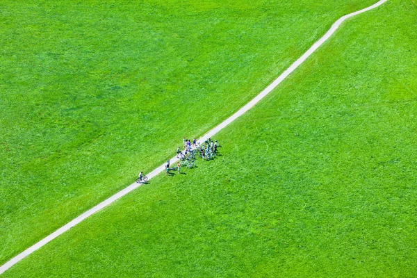 Sentiero pedonale in campo verde — Foto Stock