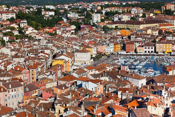 Letecký pohled od Rovinje zvonice, Chorvatsko — Stock fotografie