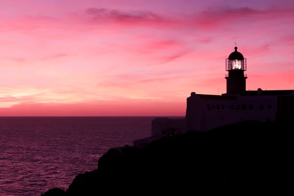 Lighthouse of Cabo Sao Vicente, Sagres, Portugal at Sunset — Stock Photo, Image