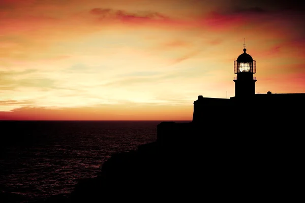 Lighthouse of Cabo Sao Vicente, Sagres, Portugal at Sunset — Stock Photo, Image