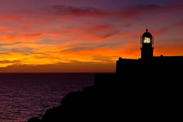 Lighthouse of Cabo Sao Vicente, Sagres, Portugal at Sunset — Stock Photo, Image