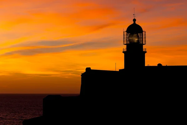 Leuchtturm von cabo sao vicente, sagres, portugal bei Sonnenuntergang — Stockfoto
