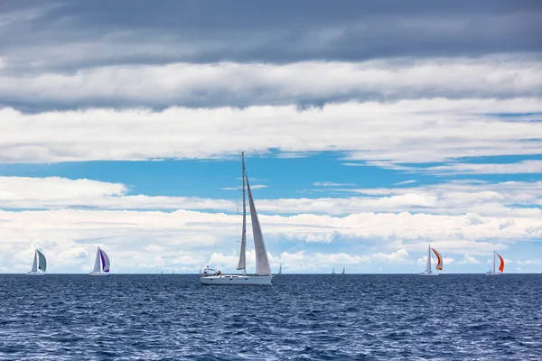 Jacht regatta aan de Adriatische Zee in winderig weer — Stockfoto