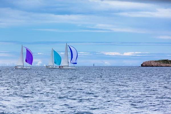 Regata de iate no mar Adriático em tempo ventoso — Fotografia de Stock