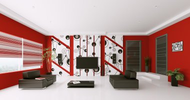 İç modern oturma odası 3d render
