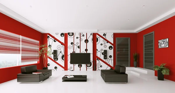 Interior da moderna sala de estar 3d render — Fotografia de Stock