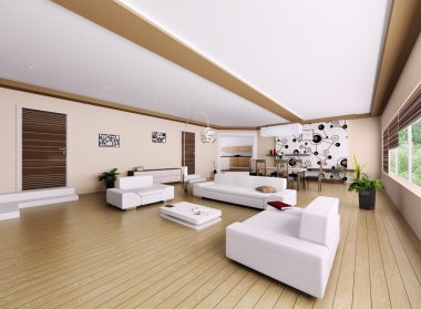 Modern apartmanın içinde.