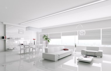 modern beyaz dairenin iç 3d