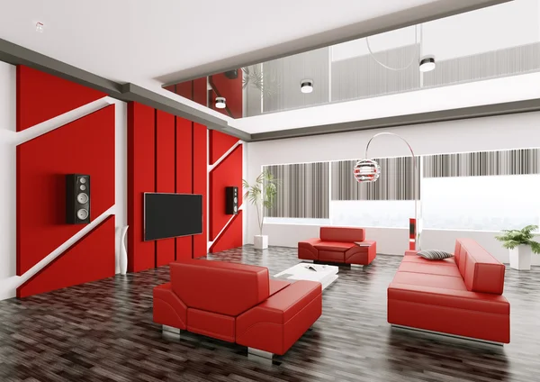 현대 거실 3d 렌더링의 인테리어 — 스톡 사진