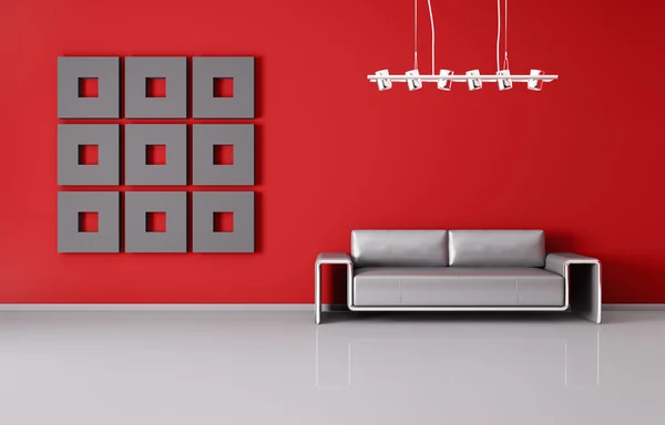 Modernes Interieur mit Sofa 3D-Render — Stockfoto
