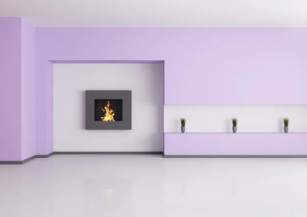 Leere Innenräume mit Kamin 3D-Render — Stockfoto