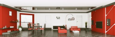 İç modern daire panorama 3d render