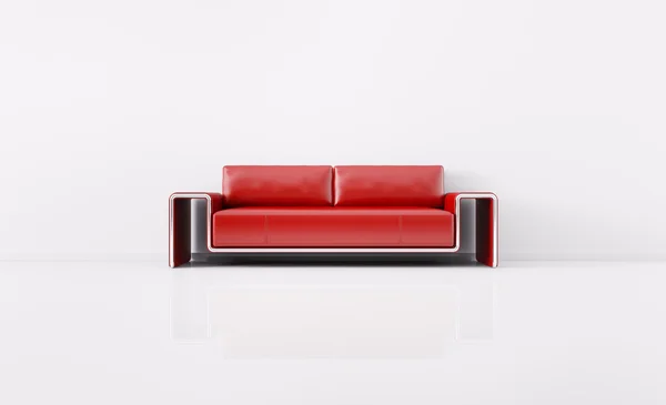 Modern interieur met rode sofa 3d render — Stockfoto