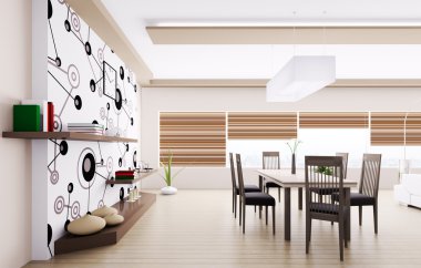 Modern yemek odasının içi.