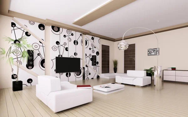 Moderno salón interior 3d — Foto de Stock