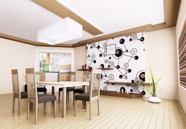 Modern yemek odasının içi.