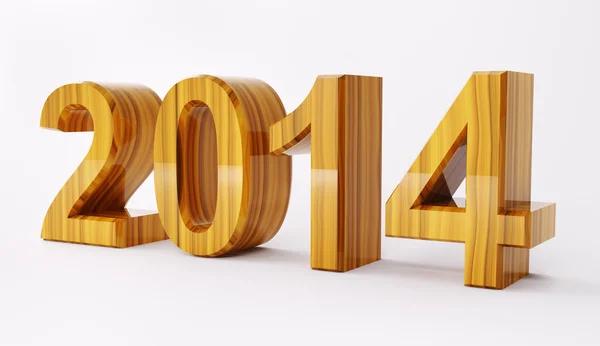 Gouden 2014 jaar met geschenken 3d — Stockfoto