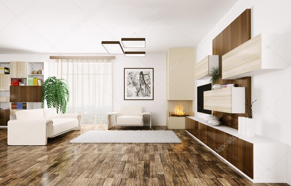 Interior of modern apartment panorama