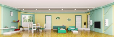 İç modern daire panorama 3d render