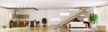 İç modern daire panorama 3d render