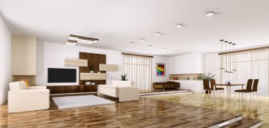 İç modern daire panorama 3d render