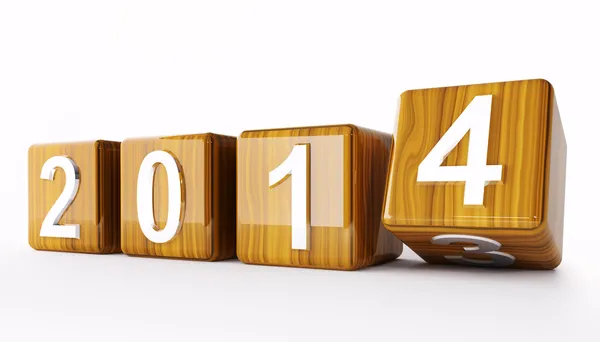 2014 jaar kubussen 3d — Stockfoto